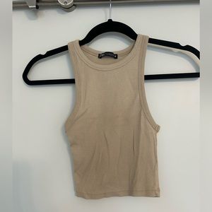 ZARA beige/tan ribbed cropped tank top